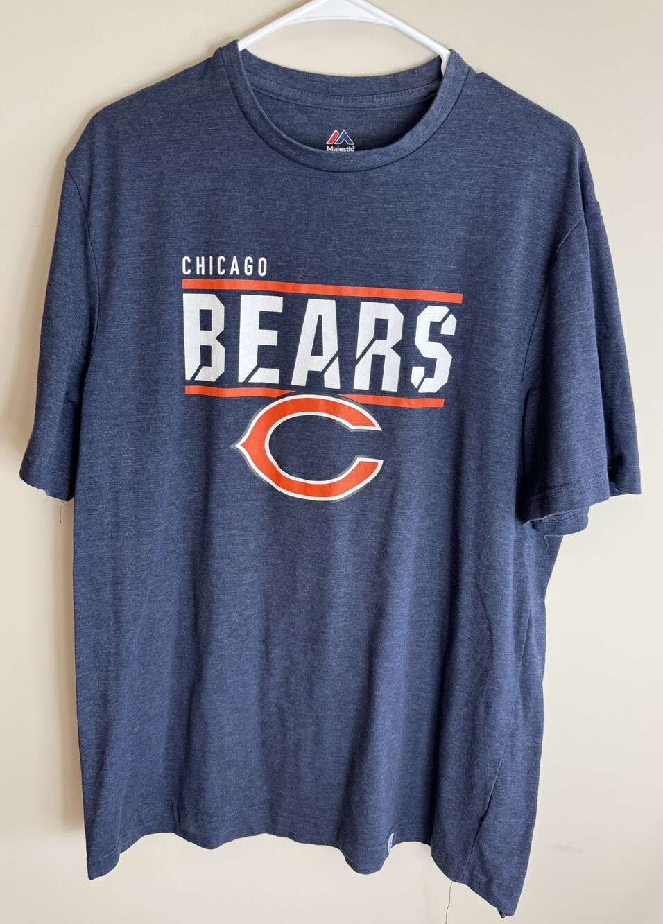 Majestic Chicago Bears XL Navy Heather T-Shirt NFL Football Fan Gear